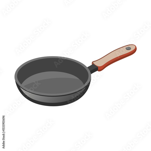 Vector illustration of a nonstick frying pan with handle, isolated on white background