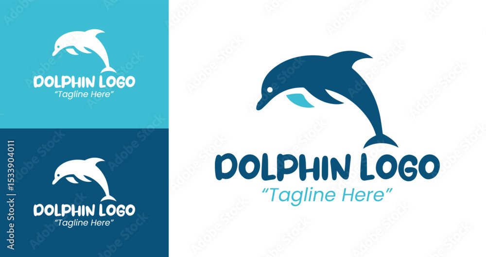Fototapeta premium Modern Dolphin Logo Design for Branding with Clean Minimalist Style