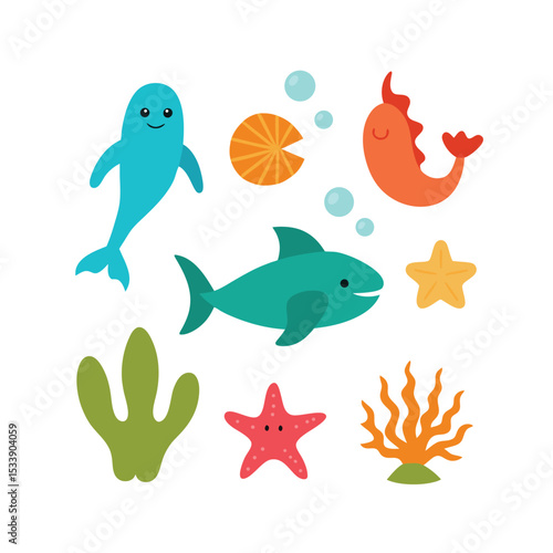 set of sea animals vector