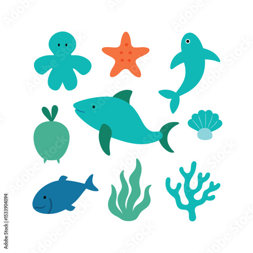 set of sea animals