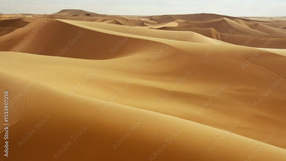 Orange sandy dunes of the endless desert spreading to the horizon