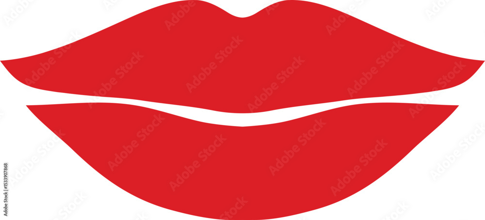 Obraz premium Red Lips Silhouette Print Stamp Mark