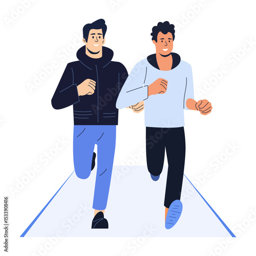 A flat style illustration showing jogging buddies