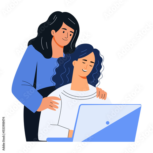 A flat style illustration showing a supportive friend