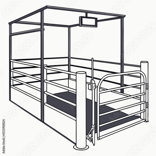 Calving Pen Vector Illustration | Generative AI and Linocut Silhouette Farm Design