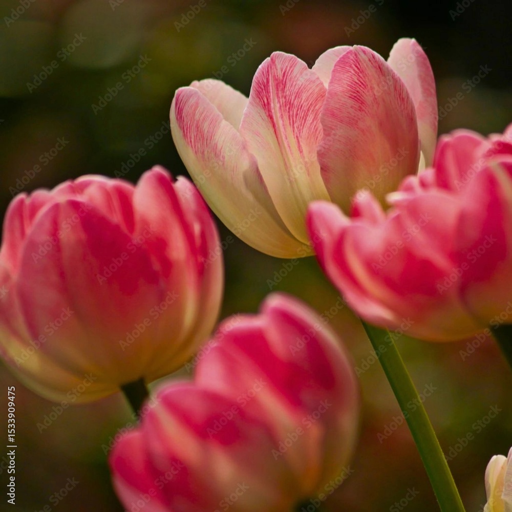 Fototapeta premium Pink Tulips in Soft Focus Bloom