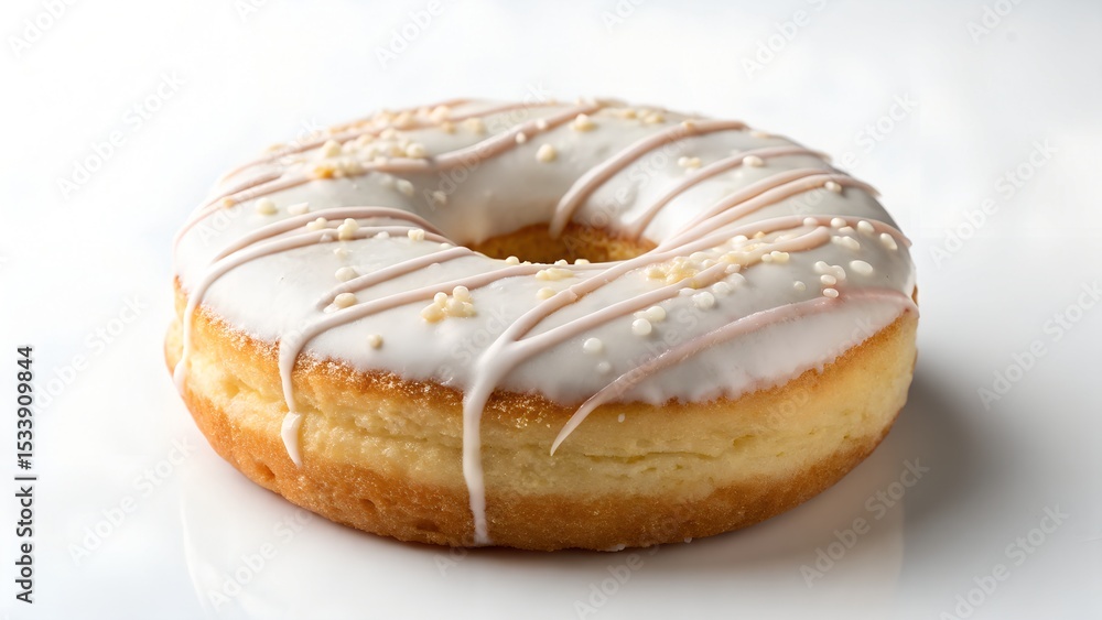 Whole glazed donut isolated on white background with soft shadows Whole glazed donut isolated on white background with soft shadows
