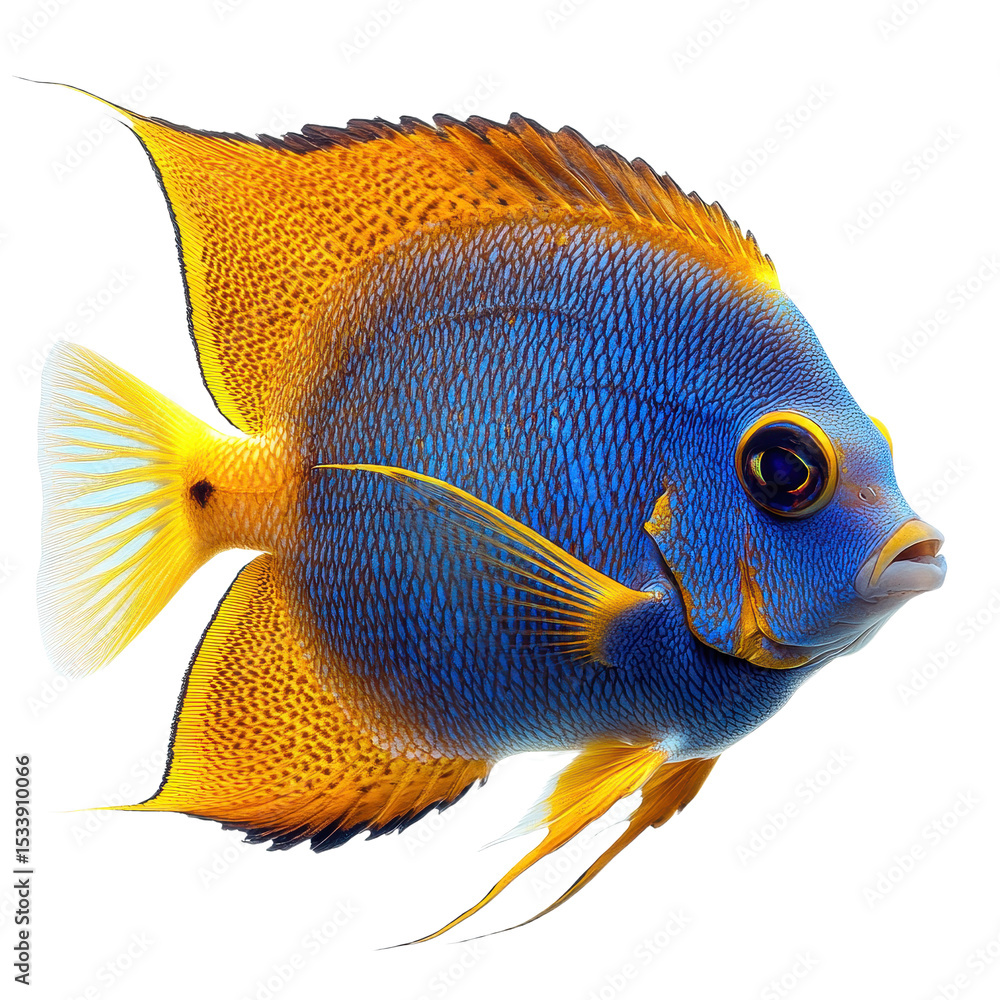 Naklejka premium Queen Angelfish isolated on transparent background.