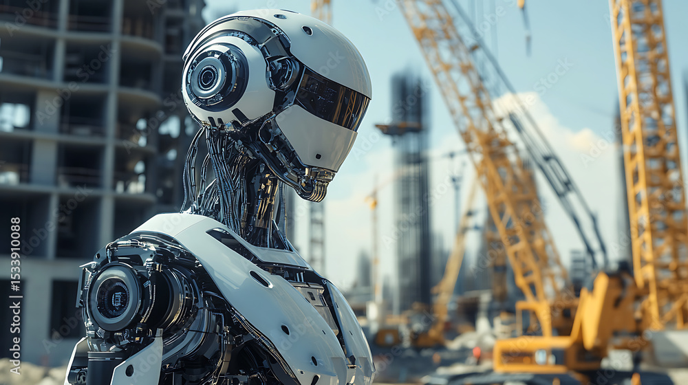 Fototapeta premium Advanced Robot at Construction Site