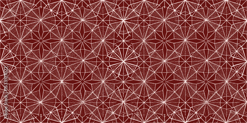 Intricate geometric pattern with a rich red background and white lines
