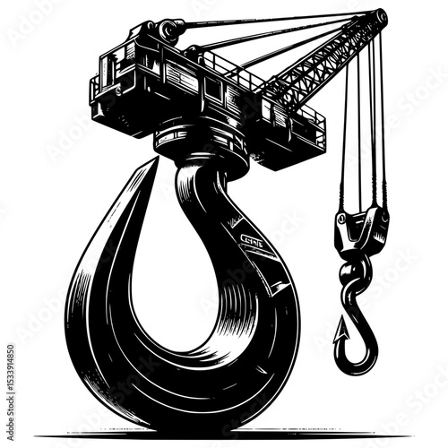 Large crane hook and lifting mechanism illustration