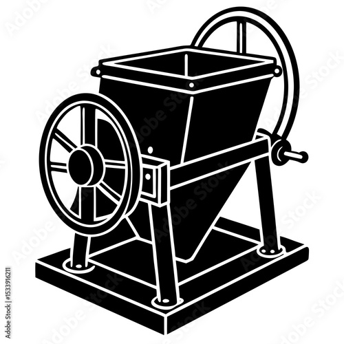 Feed Mixer Vector | Generative AI & Linocut Silhouette Design for Agriculture & Farming