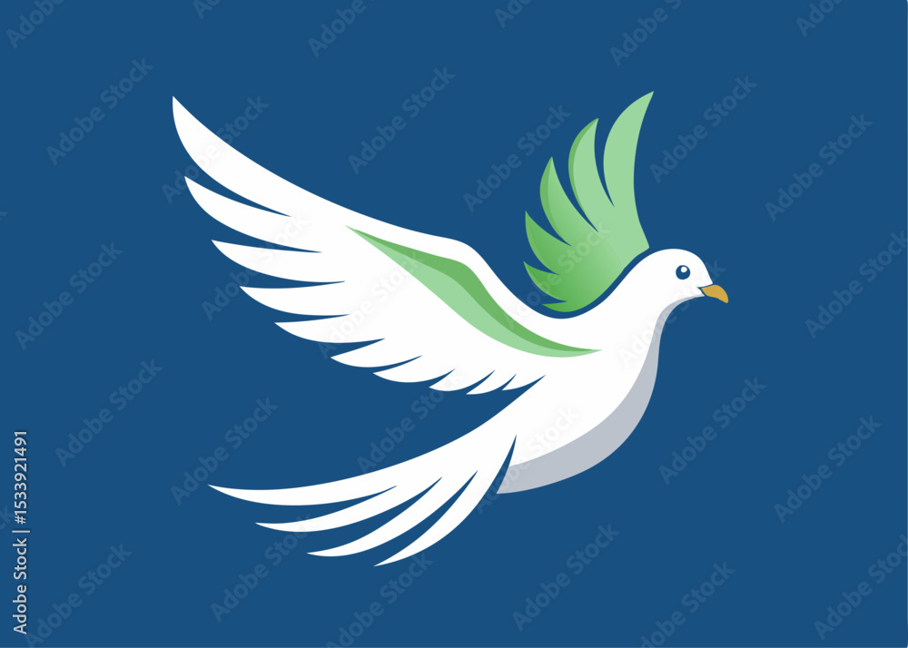 Obraz premium Illustration of free flying dove right side view Creative vector cartoon illustration 