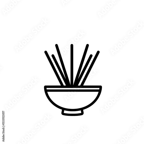 Aromatherapy diffuser icon with a ceramic bowl base and vertical reed sticks, used in spa or wellness illustrations.
