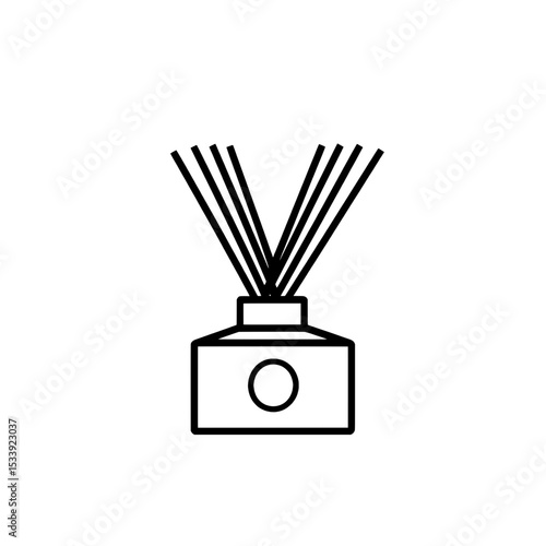 Outline icon of a rectangular fragrance bottle with densely arranged scent sticks, used in wellness and decor themes.