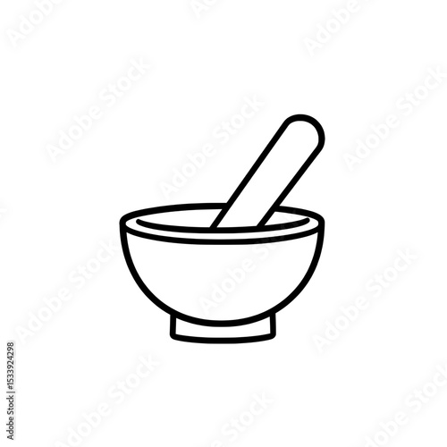Solid base icon of a mortar and pestle, symbolizing grinding herbs or spices in kitchens or pharmacies.