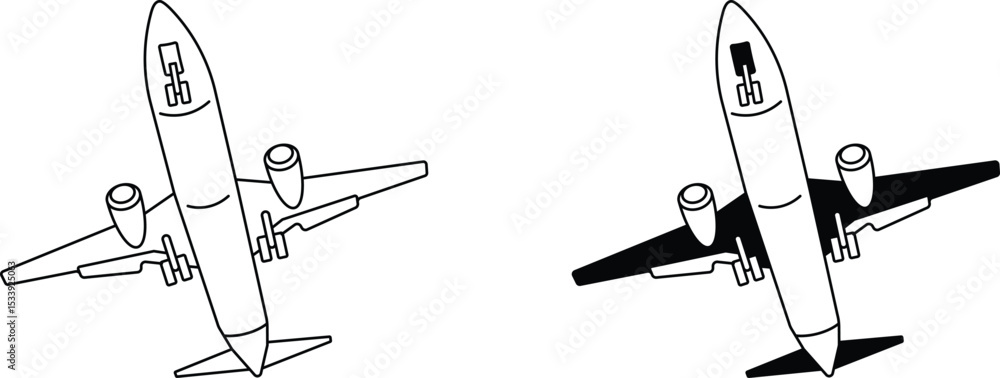 Fototapeta premium Airplane line and fill vector illustration