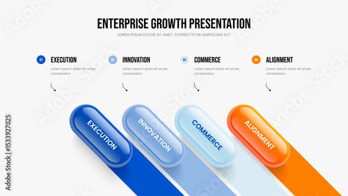 Corporate Plan Four Element Diagram Presentation Design. Marketing Overview Frame Layout Vector Illustration. Sales Review 4 Option Infographic Slideshow Template.