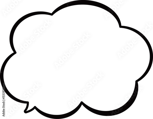 黒の線で描いた雲の形をしたふきだし