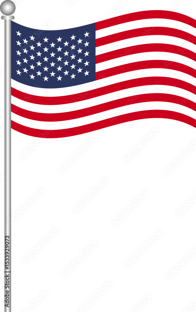 Flag of USA in Stick Clipart - Stars and Stripes Banner Flag of USA in Stick Clipart - Stars and Stripes Banner