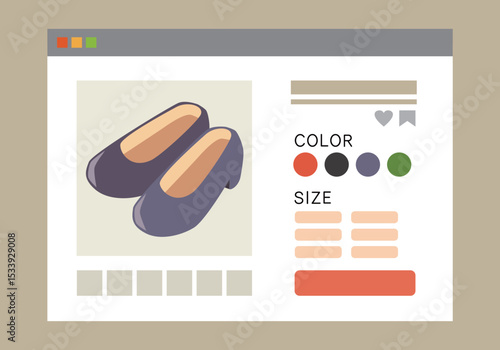 オンラインショップでの靴購入イメージイラスト