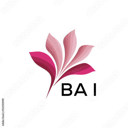 BAI Elegant Abstract Floral Logo Design BAI  Later Logo, with Pink Petals and BAI Text

