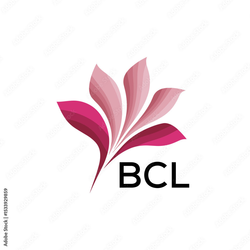 Fototapeta premium BCL Elegant Abstract Floral Logo Design BCL Later Logo, with Pink Petals and BCL Text 