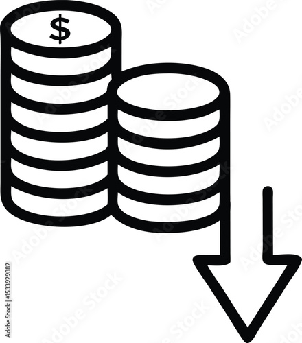 dollar arrows down icon sign vector