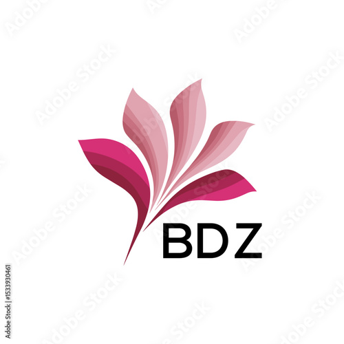 BDZ Elegant Abstract Floral Logo Design BDZ  Later Logo, with Pink Petals and BDZ Text
