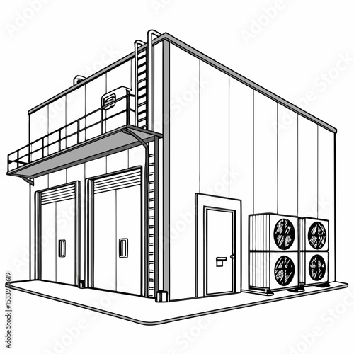 Cold Storage Vector Illustration | Generative AI & Linocut Silhouette Design