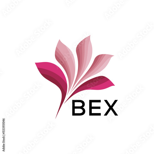 BEX Elegant Abstract Floral Logo Design BEX  Later Logo, with Pink Petals and BEX Text
