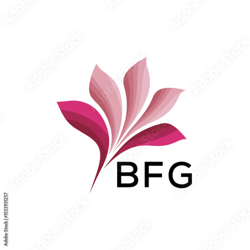 BFG Elegant Abstract Floral Logo Design BFG  Later Logo, with Pink Petals and BFG Text
