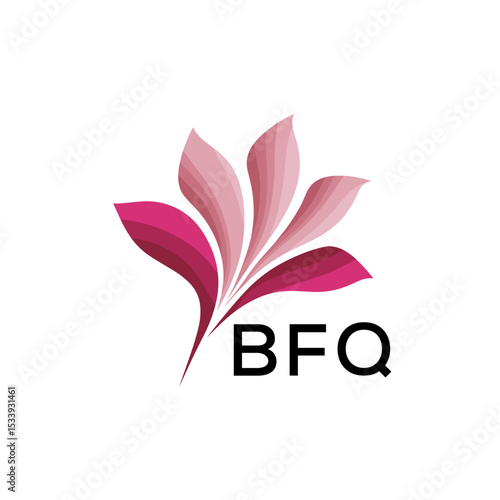 BFQ Elegant Abstract Floral Logo Design BFQ  Later Logo, with Pink Petals and BFQ Text
