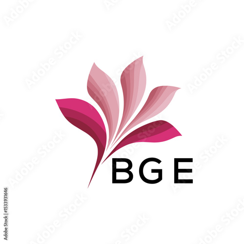 BGE Elegant Abstract Floral Logo Design BGE  Later Logo, with Pink Petals and BGE Text
