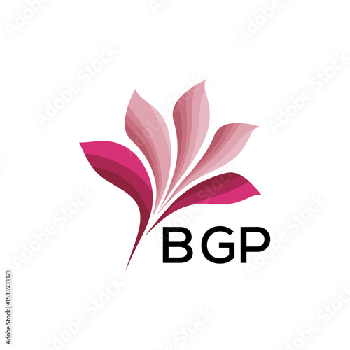 BGP Elegant Abstract Floral Logo Design BGP  Later Logo, with Pink Petals and BGP Text
