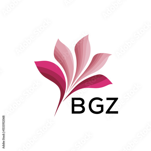 BGZ Elegant Abstract Floral Logo Design BGZ  Later Logo, with Pink Petals and BGZ Text
