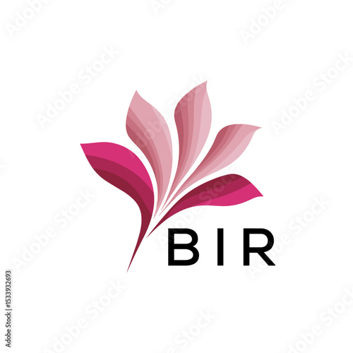 BIR Elegant Abstract Floral Logo Design BIR  Later Logo, with Pink Petals and BIR Text
