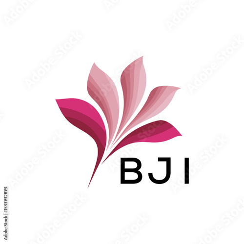 BJI Elegant Abstract Floral Logo Design BJI  Later Logo, with Pink Petals and BJI Text
