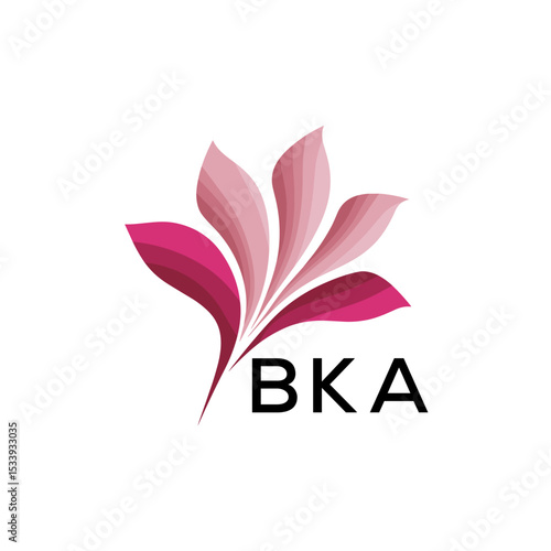 BKA Elegant Abstract Floral Logo Design BKA  Later Logo, with Pink Petals and BKA Text
