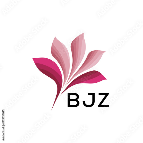 BJZ Elegant Abstract Floral Logo Design BJZ  Later Logo, with Pink Petals and BJZ Text
