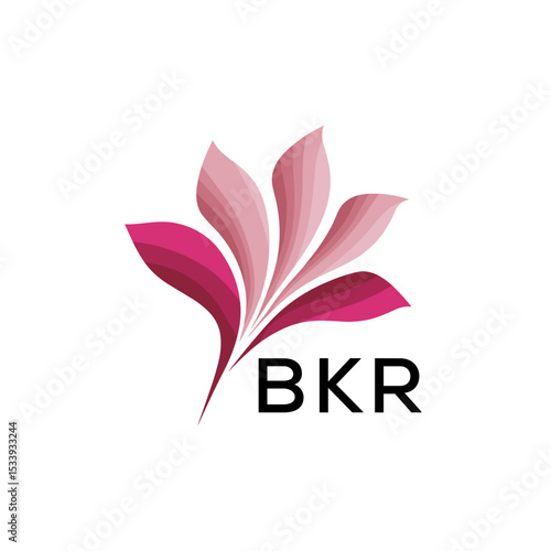 BKR Elegant Abstract Floral Logo Design BKR  Later Logo, with Pink Petals and BKR Text
