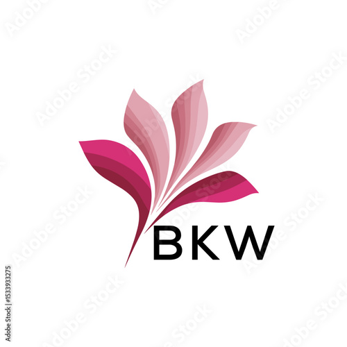 BKW Elegant Abstract Floral Logo Design BKW  Later Logo, with Pink Petals and BKW Text
