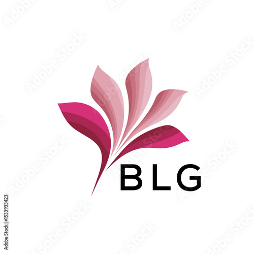 BLG Elegant Abstract Floral Logo Design BLG  Later Logo, with Pink Petals and BLG Text
