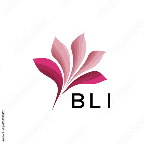 BLI Elegant Abstract Floral Logo Design BLI  Later Logo, with Pink Petals and BLI Text
