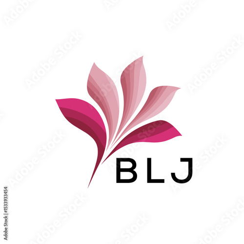 BLJ Elegant Abstract Floral Logo Design BLJ  Later Logo, with Pink Petals and BLJ Text
