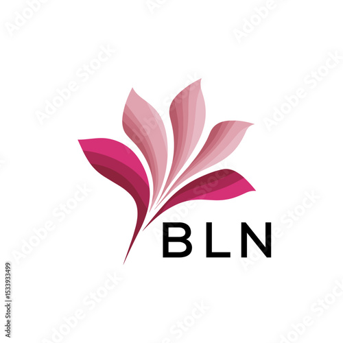 BLN Elegant Abstract Floral Logo Design BLN  Later Logo, with Pink Petals and BLN Text
