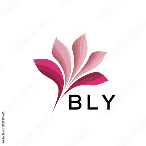 BLY Elegant Abstract Floral Logo Design BLY  Later Logo, with Pink Petals and BLY Text

