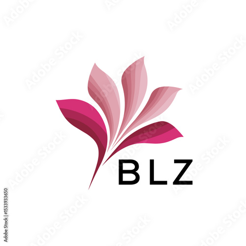 BLZ Elegant Abstract Floral Logo Design BLZ  Later Logo, with Pink Petals and BLZ Text
