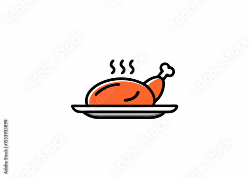 Wallpaper Mural Chicken icon. chicken dish vector. chicken vector. chicken on plate Watercolor vector illustration	 Torontodigital.ca