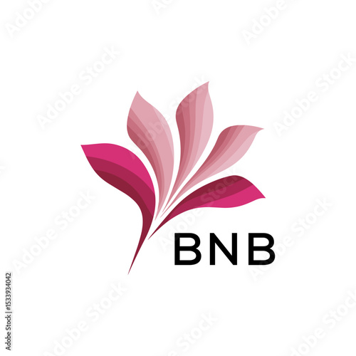 BNB Elegant Abstract Floral Logo Design BNB  Later Logo, with Pink Petals and BNB Text
